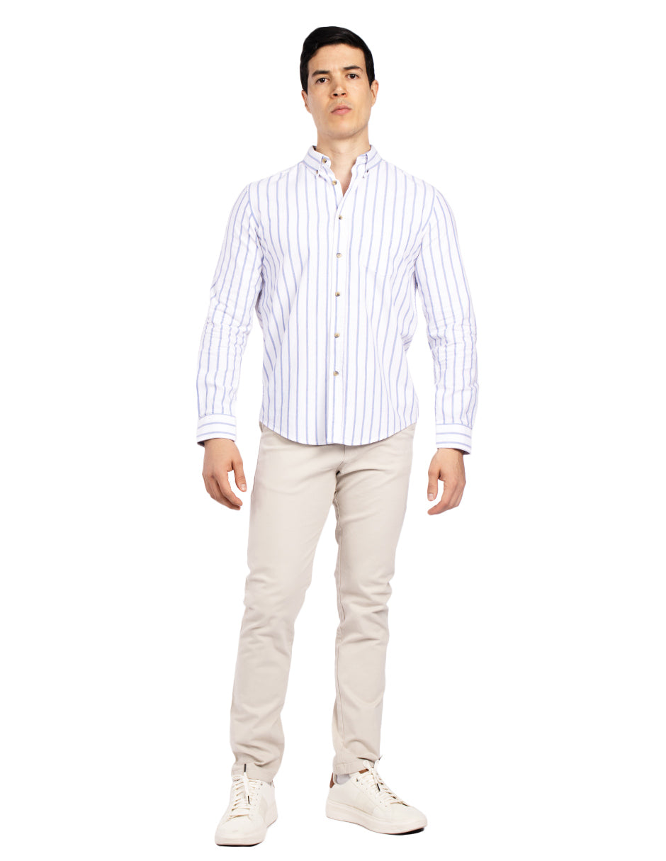 Camisas Para Hombre Regular Fit Oxford B51114 Blanco