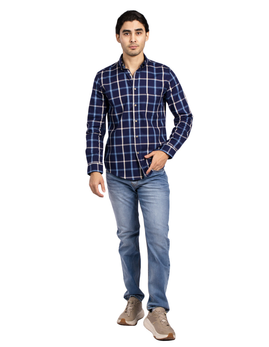 Camisas Para Hombre Regular Fit B51105 Marino