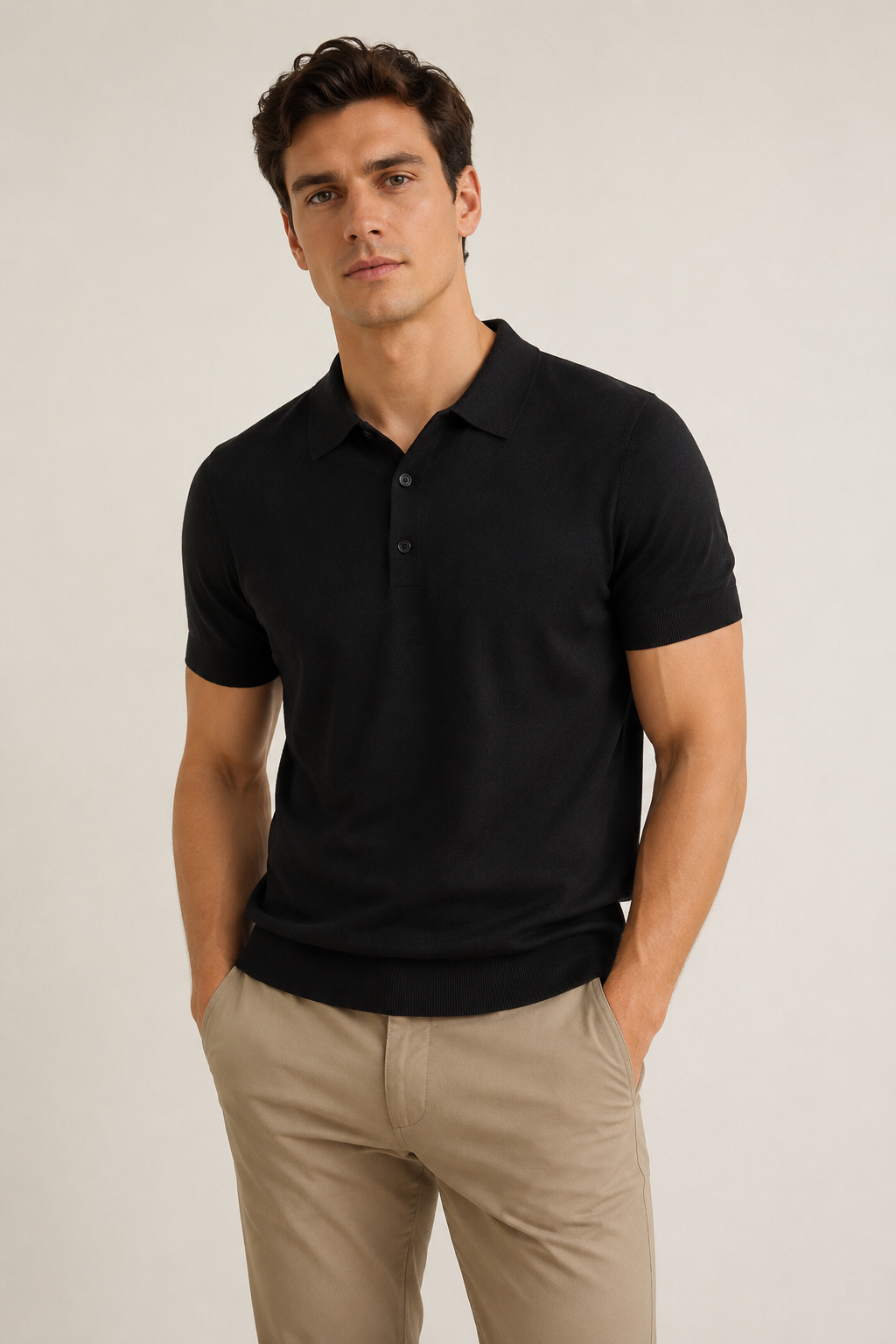 Playeras Polo Para Hombre de Punto Lisa Slim Fit A61453 Negro