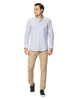 Camisas Para Hombre Manga Larga Micro Rayas B45201 Azul