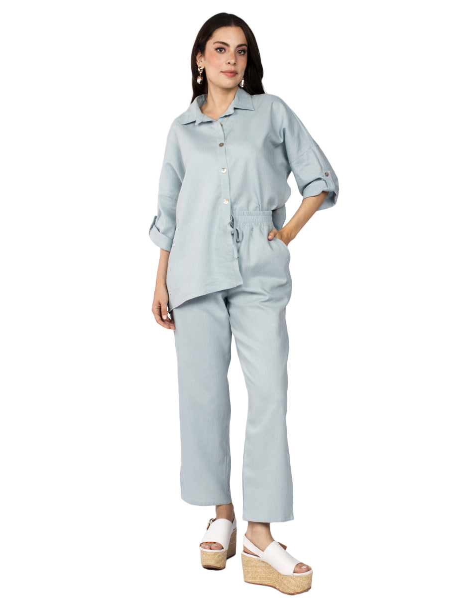 Blusas Para Mujer Camisera Oversize Lisa N51142 Aqua