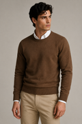 Suéteres Para Hombre Básico de Punto Fino E65301 Chocolate