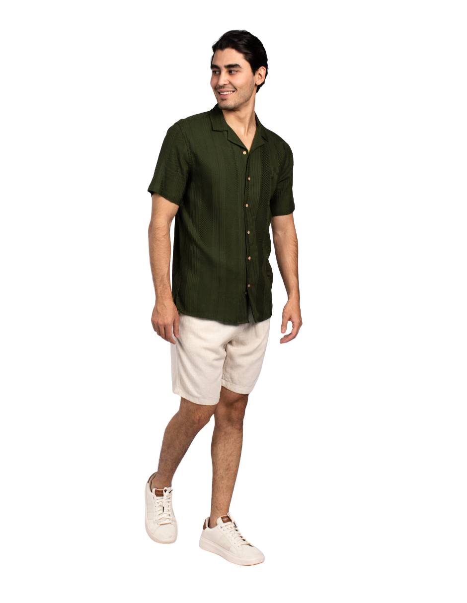 Camisas Para Hombre Jacquard Relaxed Fit B51363 Militar