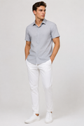Camisas Para Hombre Manga Corta Jacquard B61351 Gris