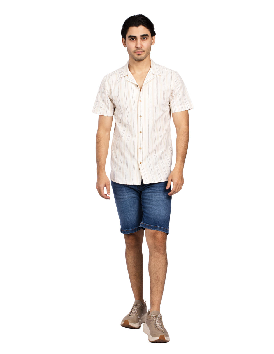 Camisas Para Hombre Dobbie Preteñido B51362 Hueso