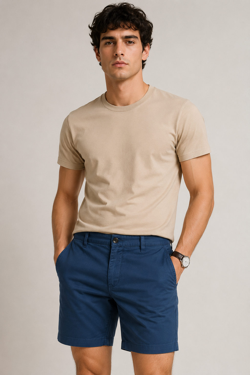Bermudas Para Hombre De Gabardina Spandex Algodón GBRABSON Marino
