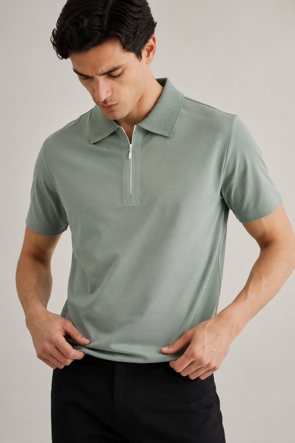 Playeras Polo Para Hombre Microperforada Super Stretch Con Manga Corta A65407 Verde