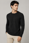 Playeras Para Hombre De Tejido Acanalado Con Manga Larga A65313 Negro