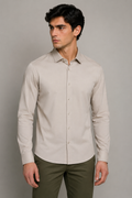 Camisas para Hombre Manga Larga de Tejido B65403 Beige