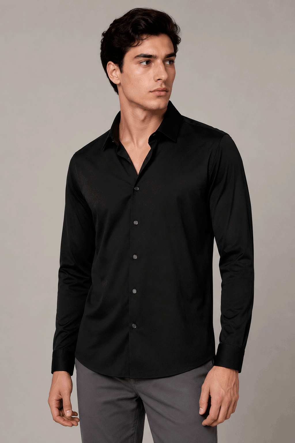 Camisas Para Hombre Super Stretch Sin Costuras B65405 Negro