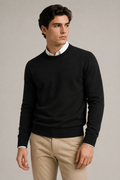 Suéteres Para Hombre Básico de Punto Fino E65301 Negro