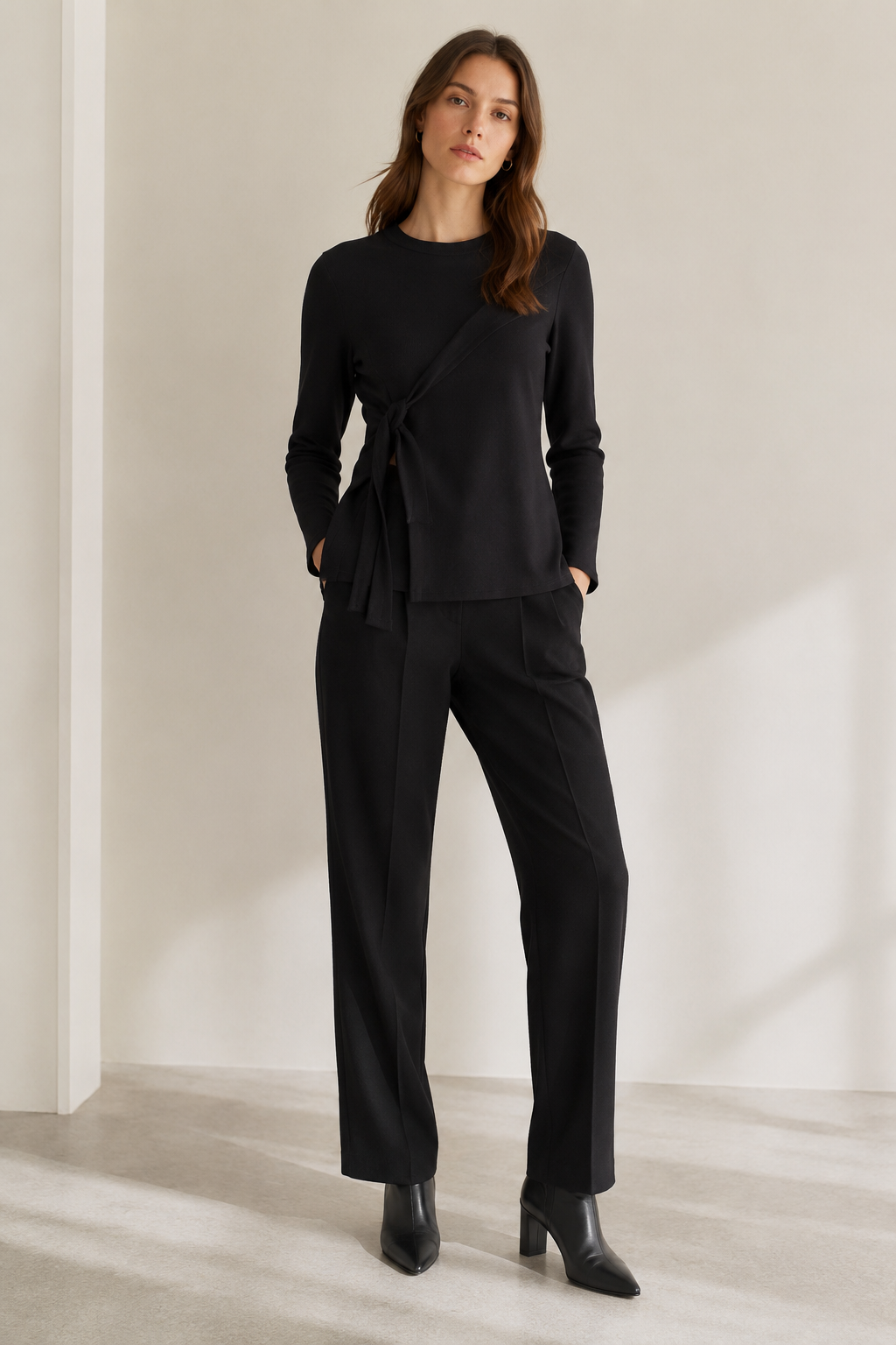 Blusones Para Mujer De Manga Larga Con Amarre N43145 Negro