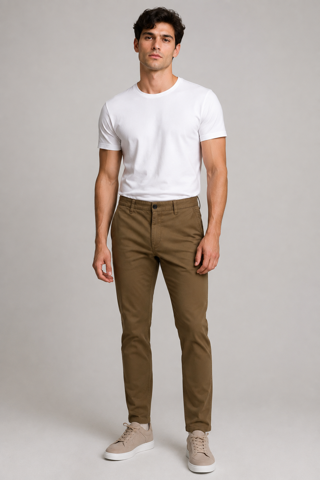 Pantalones Para Hombre Chino Algodón Stretch GWOVEN Tabaco