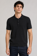 Playeras Polo Para Hombre Tejida Punto Acanalada A61454 Negro