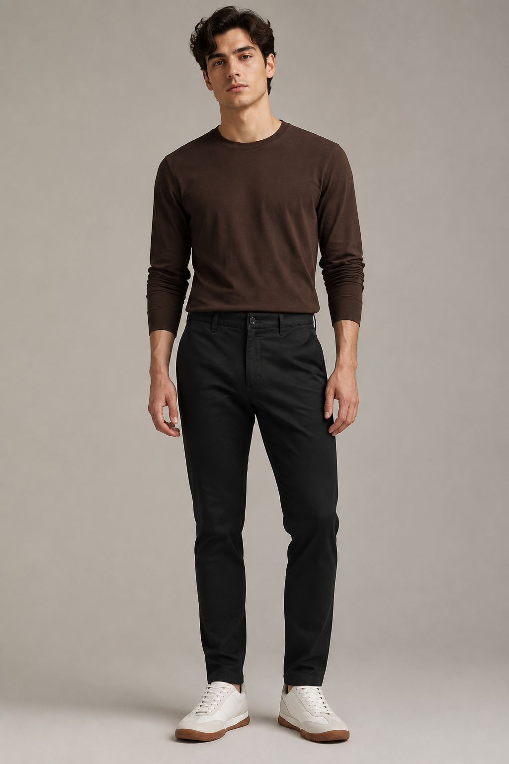 Pantalones Para Hombre Chino Algodón Stretch GWOVEN Negro