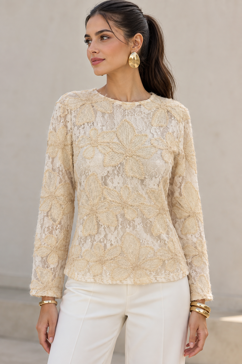 Blusas Para Mujer De Encaje Floral Con Bordado N63116 Unico