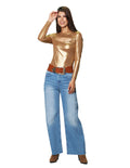 Jeans Para Mujer Pantalon De Mezclilla Wide Leg Tiro Alto V43101 Bleach