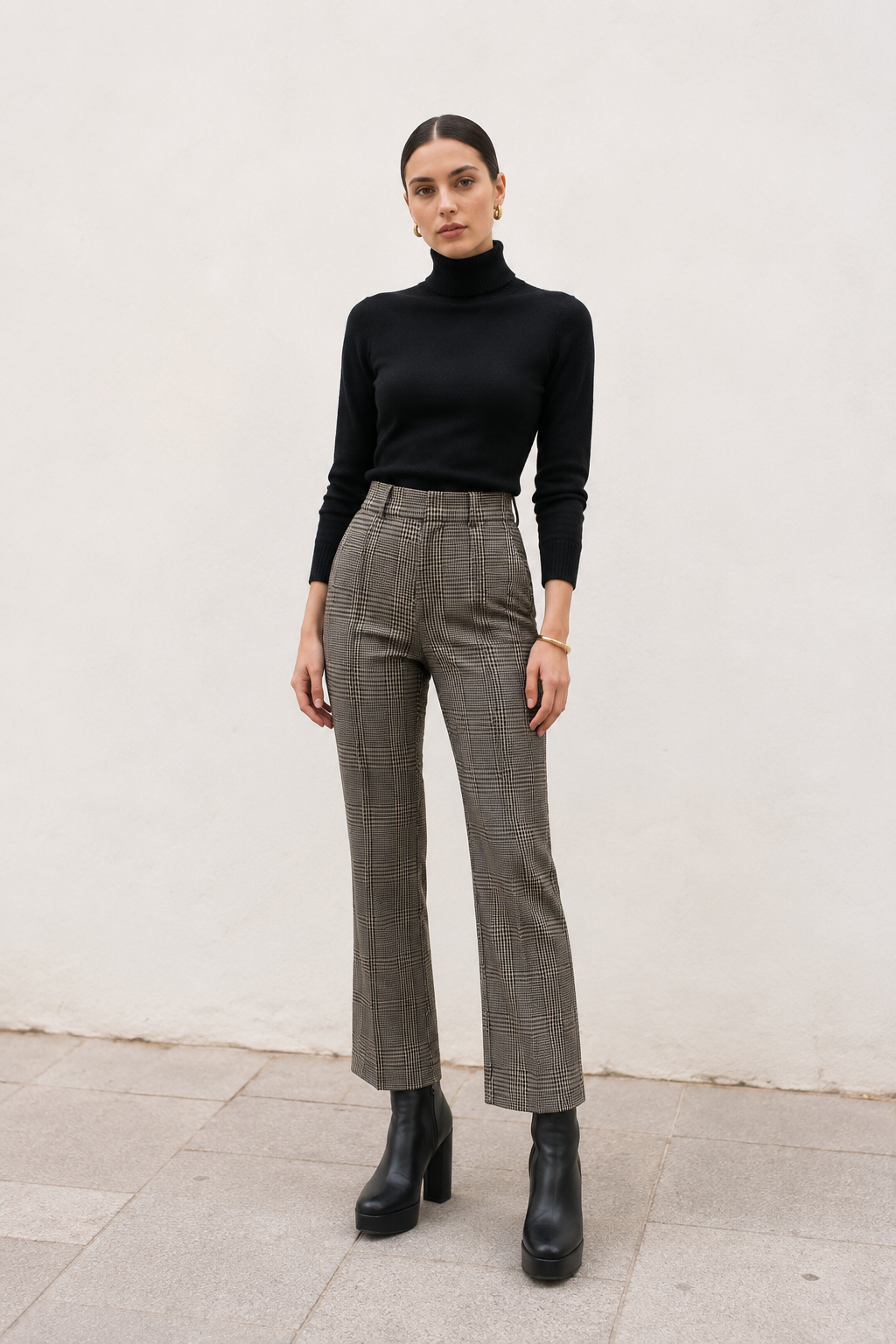 Pantalones Para Mujer De Cuadros W63102 Unico