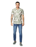 Camisas Para Hombre Bobois Moda Casuales De Manga Corta Comoda Con Estampado Floral Cuello Abierto Relaxed Fit B41588 Eucalipto
