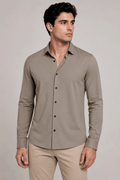 Camisas Para Hombre Super Stretch Sin Costuras B65405 Moca