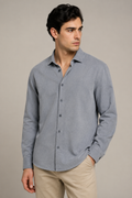 Camisas Para Hombre De Manga Larga Dyed Vintage Suave B65409 Marino