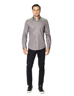 Camisas Para Hombre Manga Larga Con Textura B45200 Gris