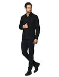 Camisas Para Hombre Manga Larga Slim Fit Negro BPOPST