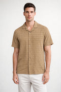 Camisa para Hombre Manga Corta Resort Jacquard Super Stretch Antiarrugas B61457 Kaki