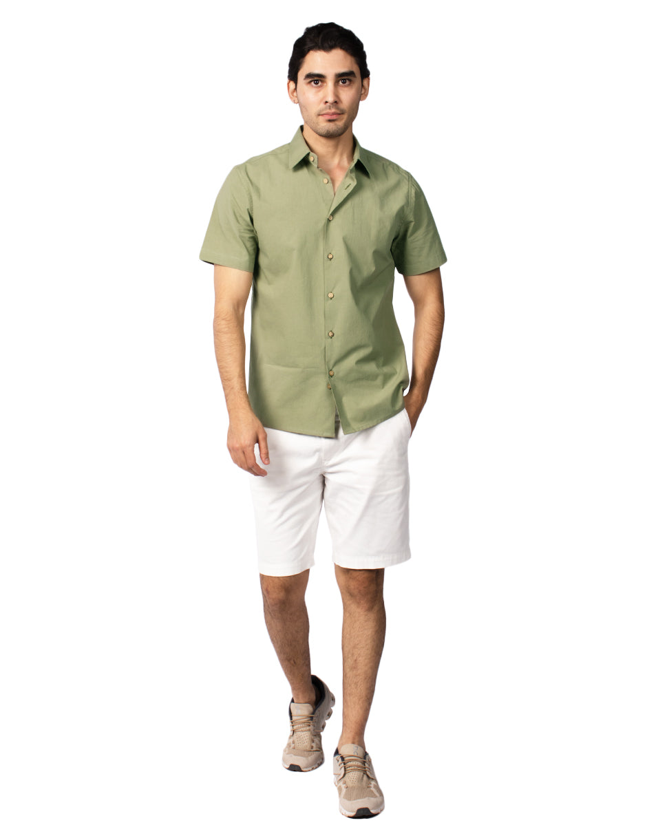 Camisas Para Hombre Regular Fit Recta B51352 Olivo