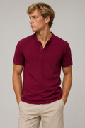 Playeras Polo Para Hombre Cuello Mao Spandex APMAO Vino