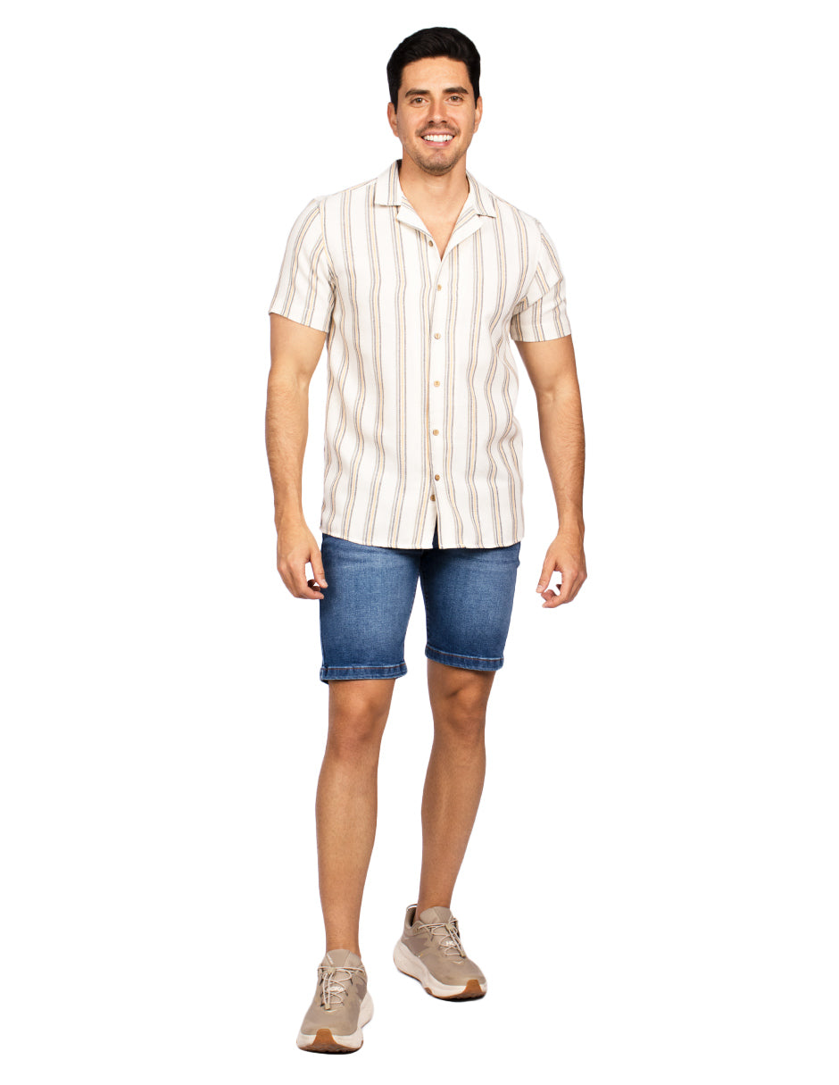 Camisas Para Hombre Resort Estampada B51364 Olivo