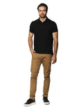 Playeras Polo Para Hombre De Manga Corta Lisa Basica Con Logo Bordado Slim Fit APOLOB Negro