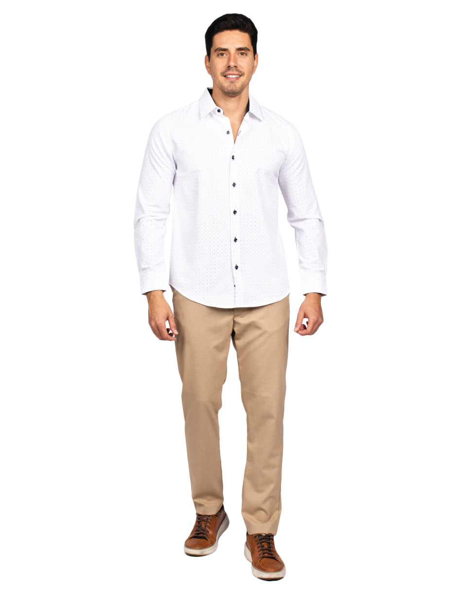 Camisas Para Hombre Slim Fit Microestampado B51316 Blanco