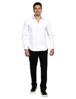 Camisas Para Hombre Manga Larga Jacquard Lisa B51331 Blanco