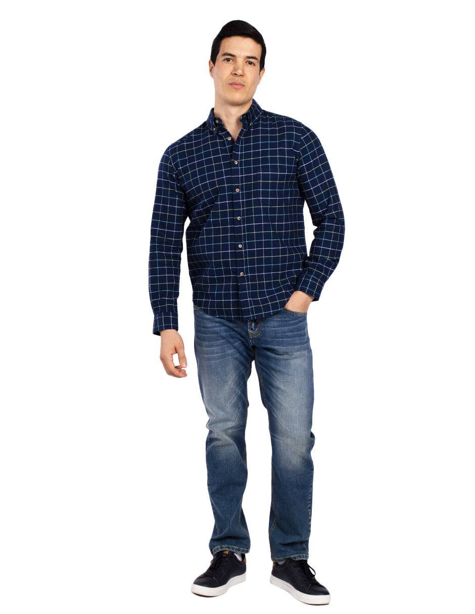 Camisas Para Hombre Regular Fit Oxford B51117 Marino