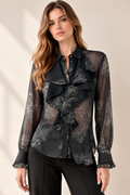 Blusas Para Mujer De Chiffon Con Olanes N53109 Unico