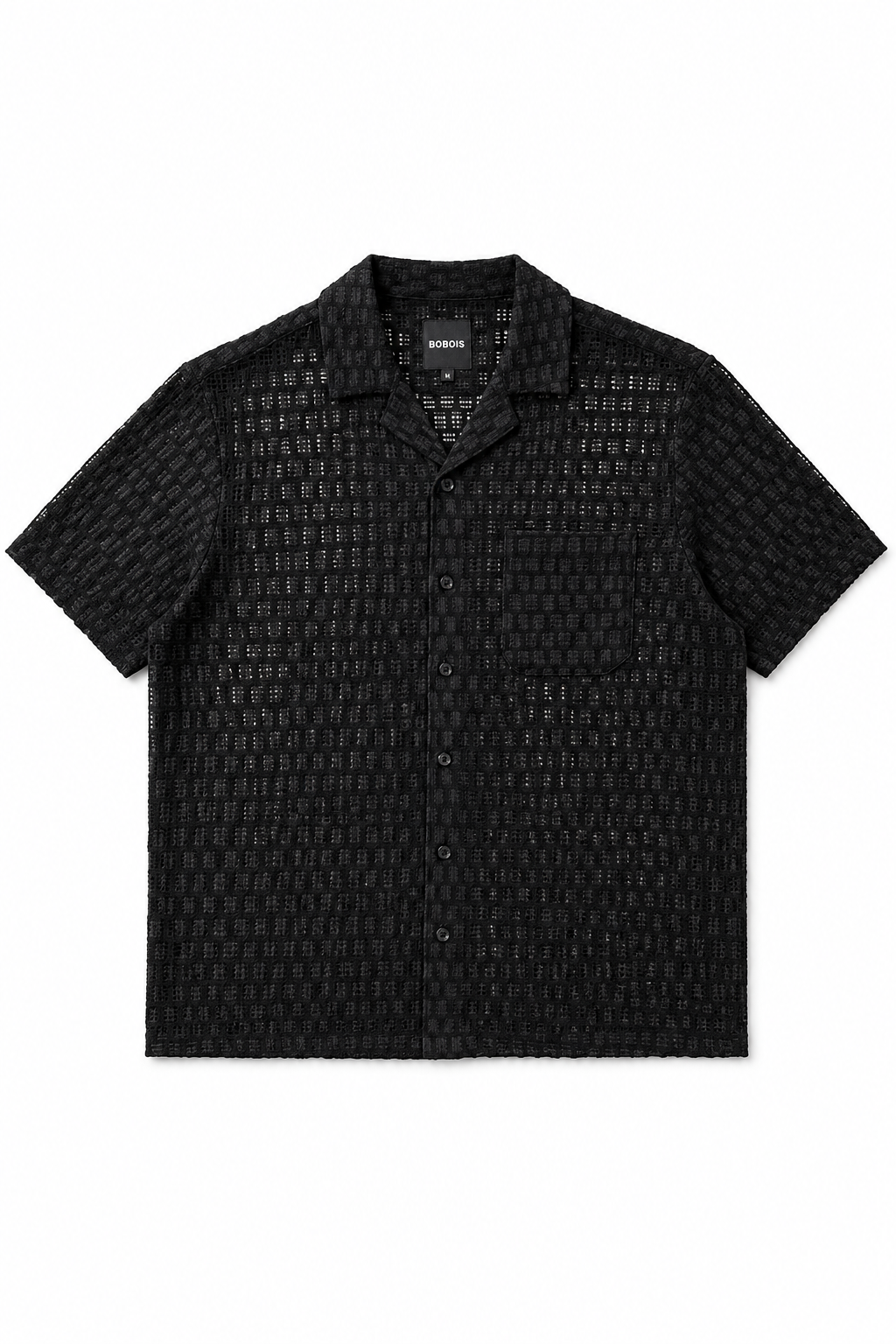 Camisa para Hombre Manga Corta Jacquard Tejida Super Stretch Antiarrugas B61459 Negro