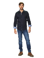 Camisas Para Hombre Manga Larga Micro Rayas B45308 Marino