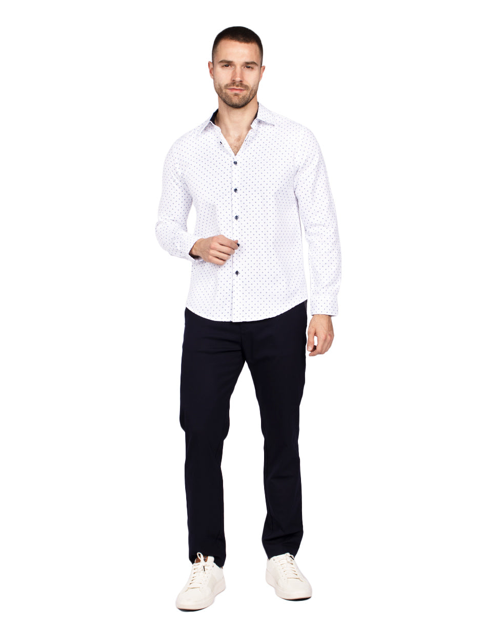 Camisas Para Hombre Slim Fit Microestampado B51314 Blanco
