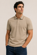 Playeras Polo Para Hombre Microperforada Super Stretch Cuello Contrastante A65408 Kaki