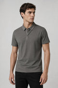 Playeras Polo Para Hombre Con Textura Geométrica Y Manga Corta A65414 Gris