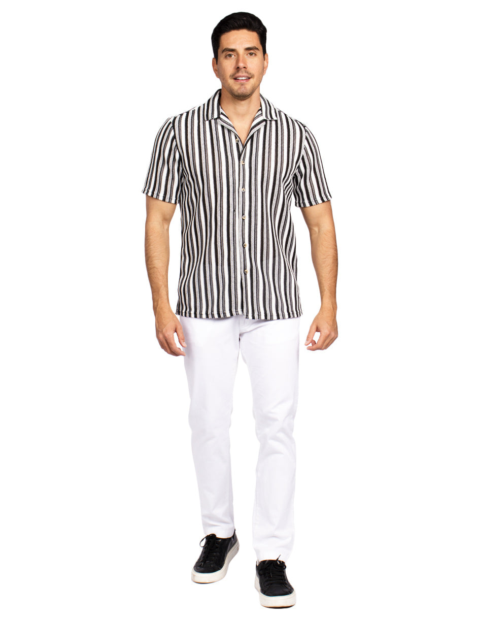 Camisas Para Hombre Crochet Horizontal B51370 Negro