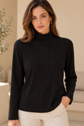 Blusas Para Mujer Acanalada Cuello Alto N43146 Negro