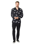 Camisas Para Hombre Manga Larga Estampada B45529 Negro