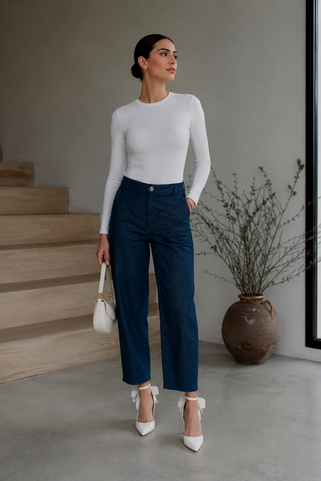 Jeans Para Mujer Mezclilla Delgada Corte Barril V63100 Unico