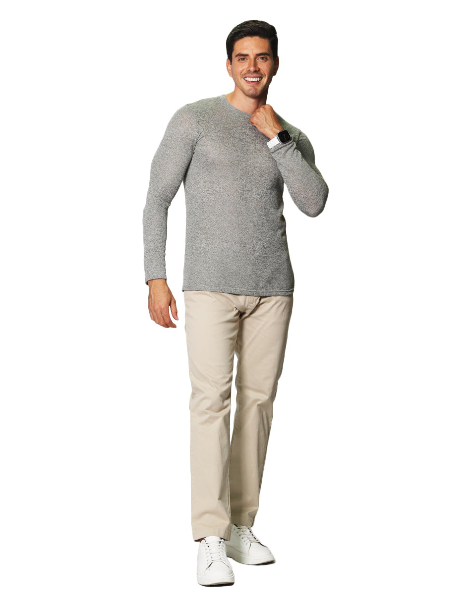 Tejido Gofres Ajuste Slim Camiseta De Manga Larga Para Hombre - Tejido De  Gofres, Ajuste Slim, Cuello Redondo Y Materiales Suaves (algodón,  Poliéster, Elastano) Top Class 2024, image size:940x1215