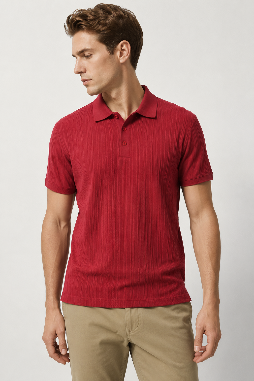 Playeras Polo Para Hombre De Tejido Punto Acanaladas A65406 Vino