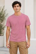 Playeras Para Hombre De Manga Corta Con Estampado De Micro Rayas A41111 Fiusha