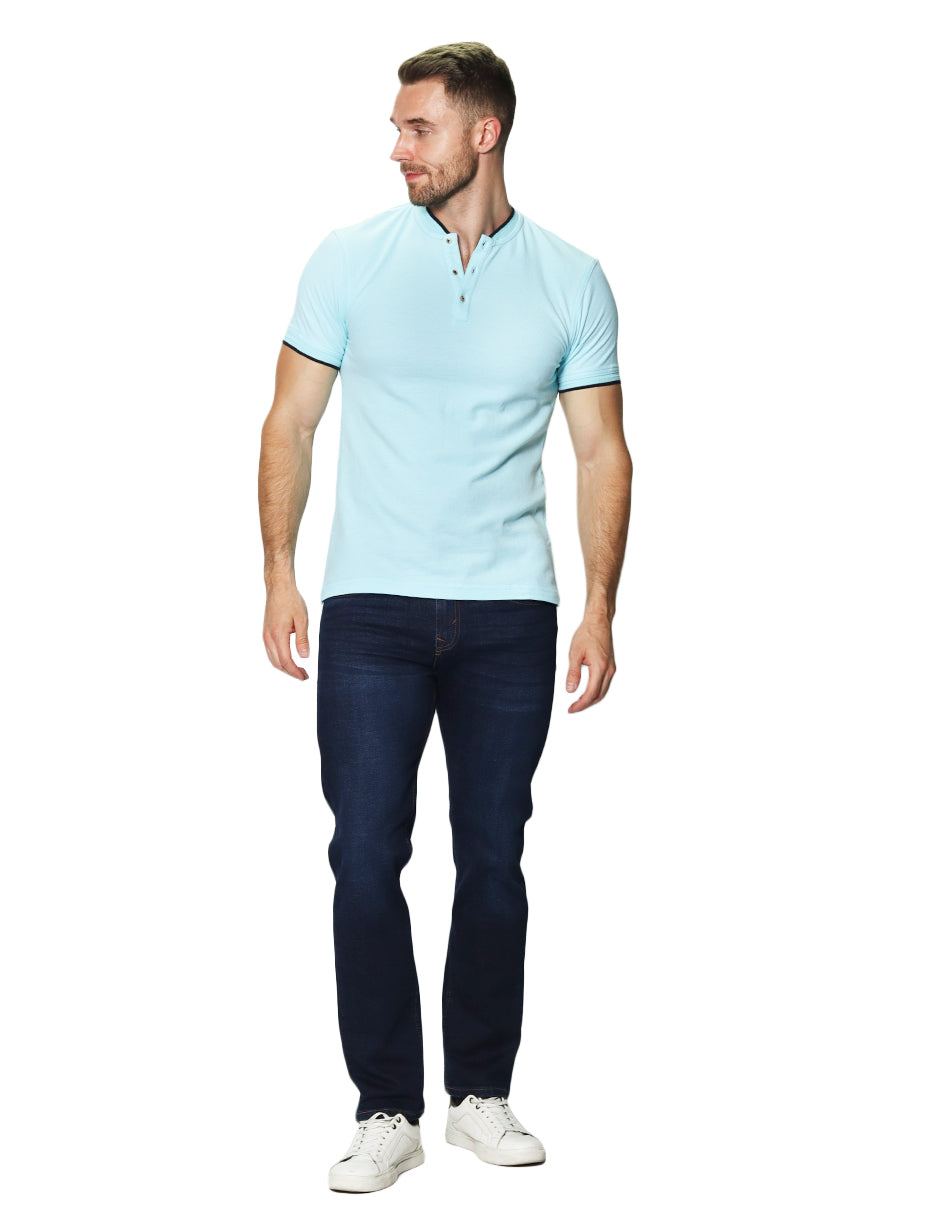 Playeras Polo Para Hombre Manga Corta Cuello Mao A41401 Aqua
