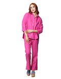 Pantalones Para Mujer Bobois Moda Casuales Con Jareta Tipo Lino De Tiro Alto W41127 Rosa
